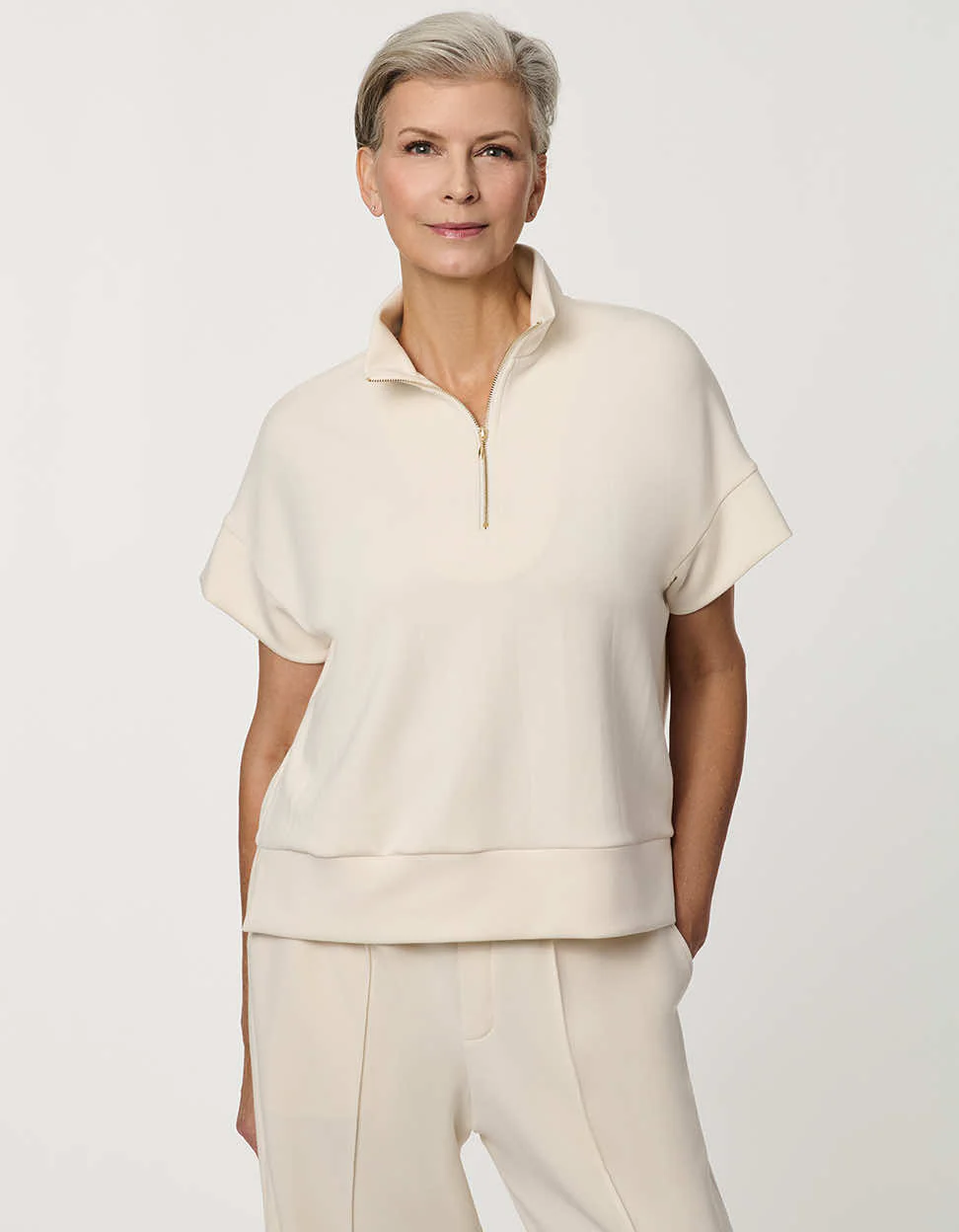 Half-Zip Scuba Pullover Top